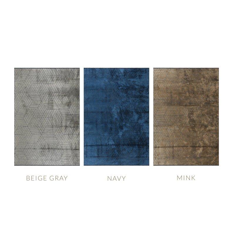 Abstrakt gemusterter Teppich mit Glanz in Beige, Grau, Mittelgrau und Anthrazit  (Baumwolle) im Angebot