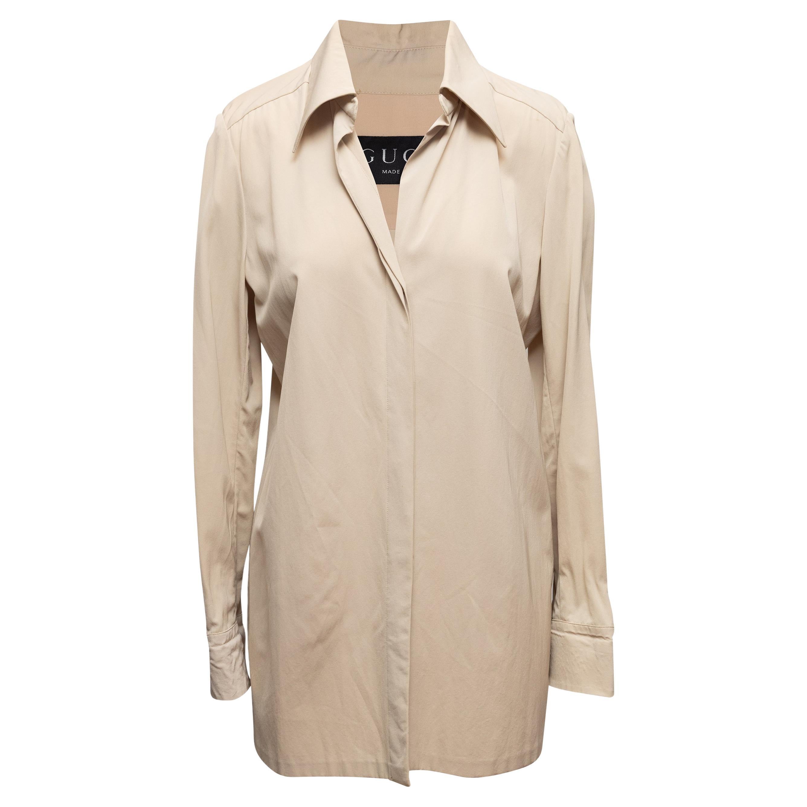 Top boutonné à manches longues beige de Gucci Taille IT 42
