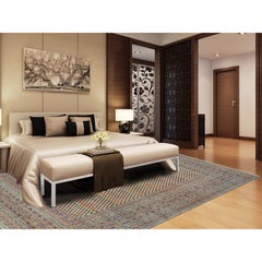 Tapis oriental beige Sarouk coloré noué à la main en laine et soie Sari 8'8" x 12'2"