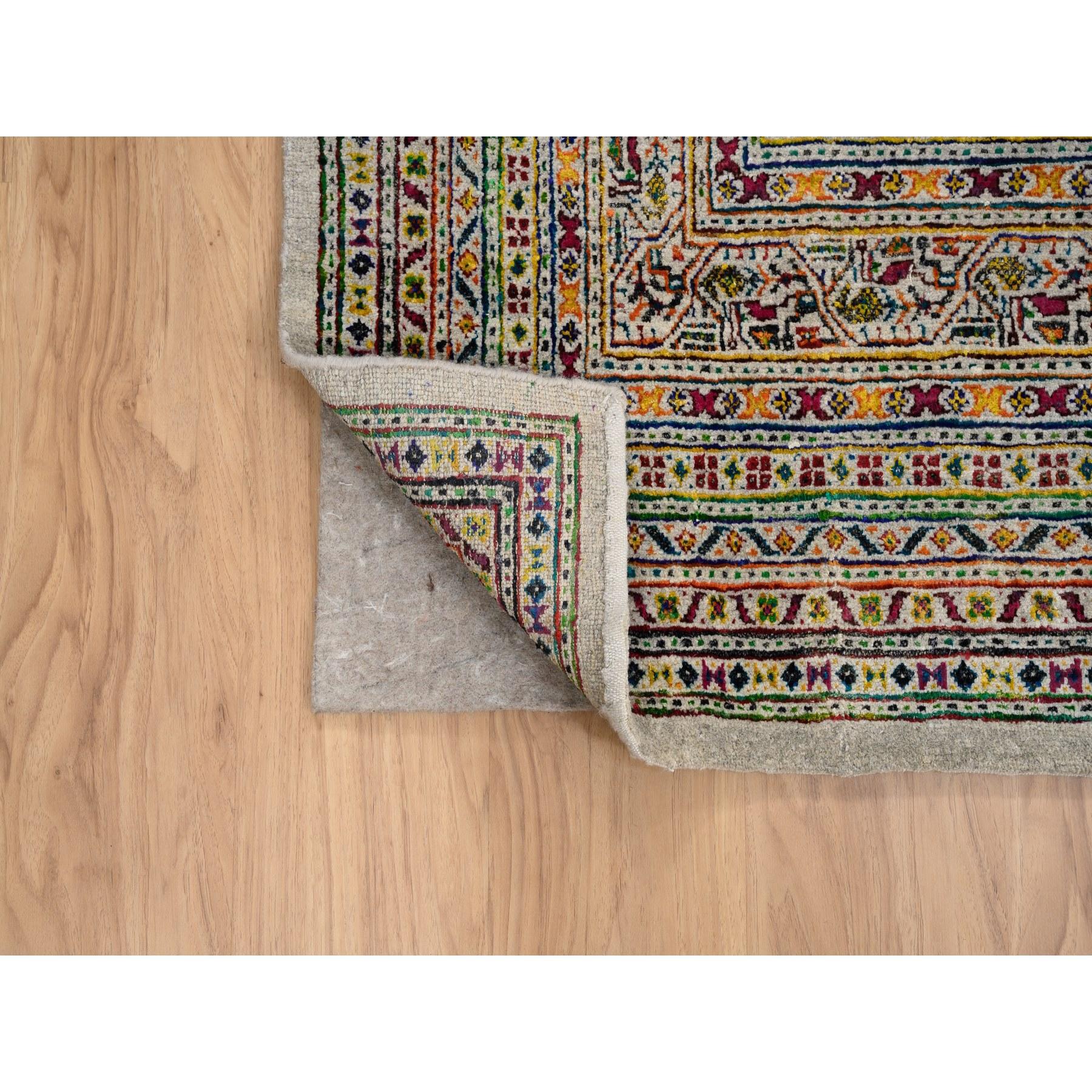 Annodato a mano Tappeto orientale Sarouk beige annodato a mano in lana e seta Sari 8'8