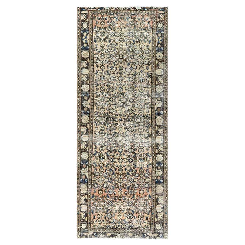 Beige Antique Persian Heriz All Over Design Pure Wool Hand Knotted ...