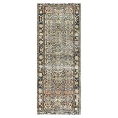 Beige Hand Knotted Retro Persian Hamadan Clean Worn Down Pure Wool Rug