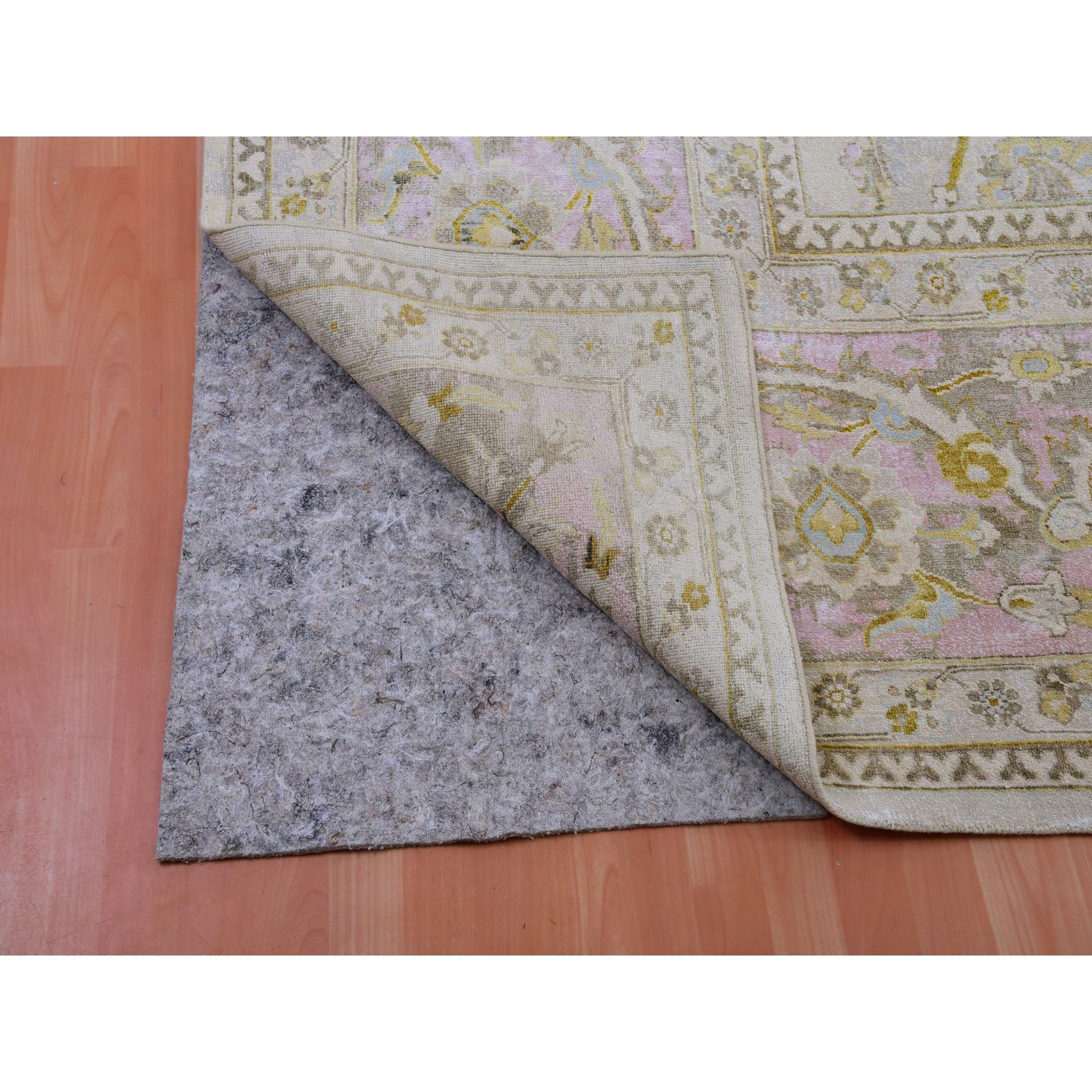 Indiano Tappeto orientale XL beige in lana e seta annodata a mano Design/One 12'0