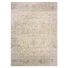 Beige Hand Knotted Wool and Silk Oushak Design XL Oriental Rug 12'0" x 15'7"