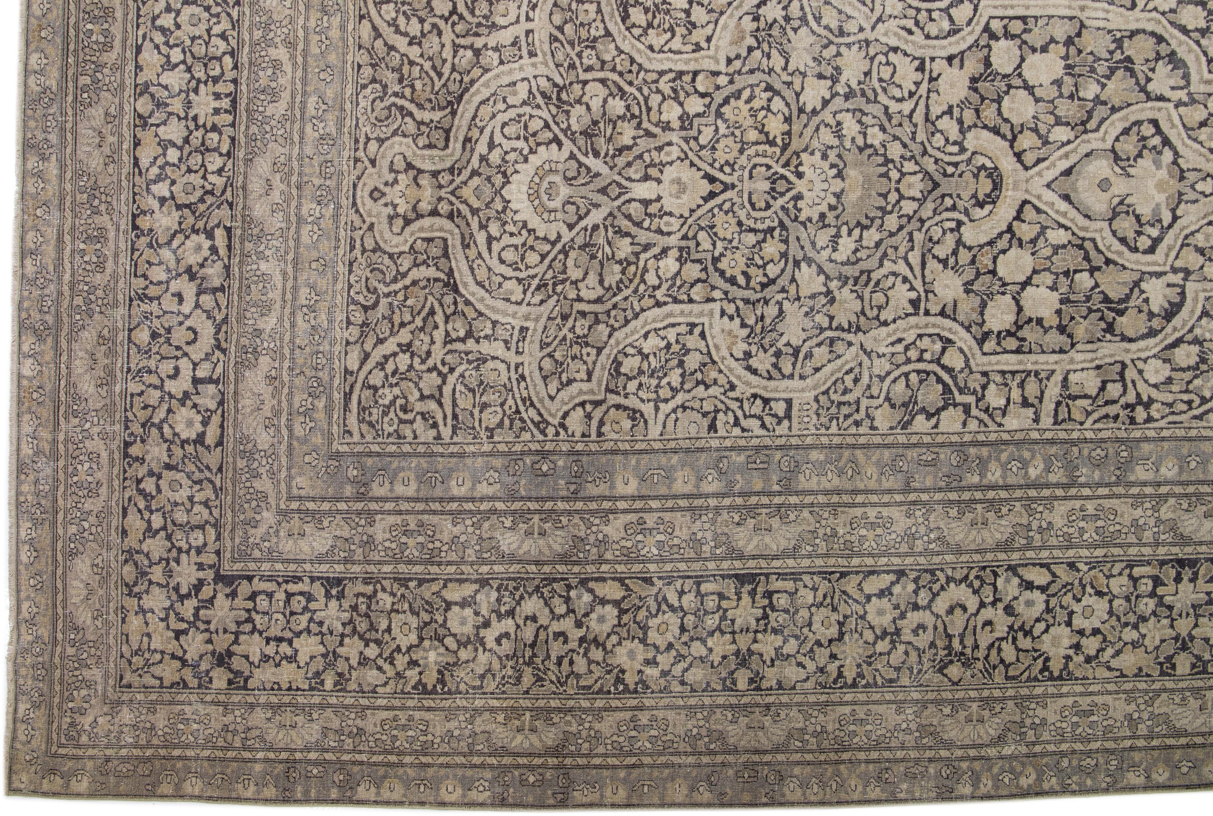Beige Handmade Antique Turkish Sivas Wool Rug with Allover Pattern In Good Condition For Sale In Norwalk, CT