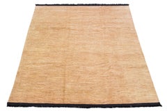 Beige Handgefertigter Contemporary Gabbeh Style Wollteppich