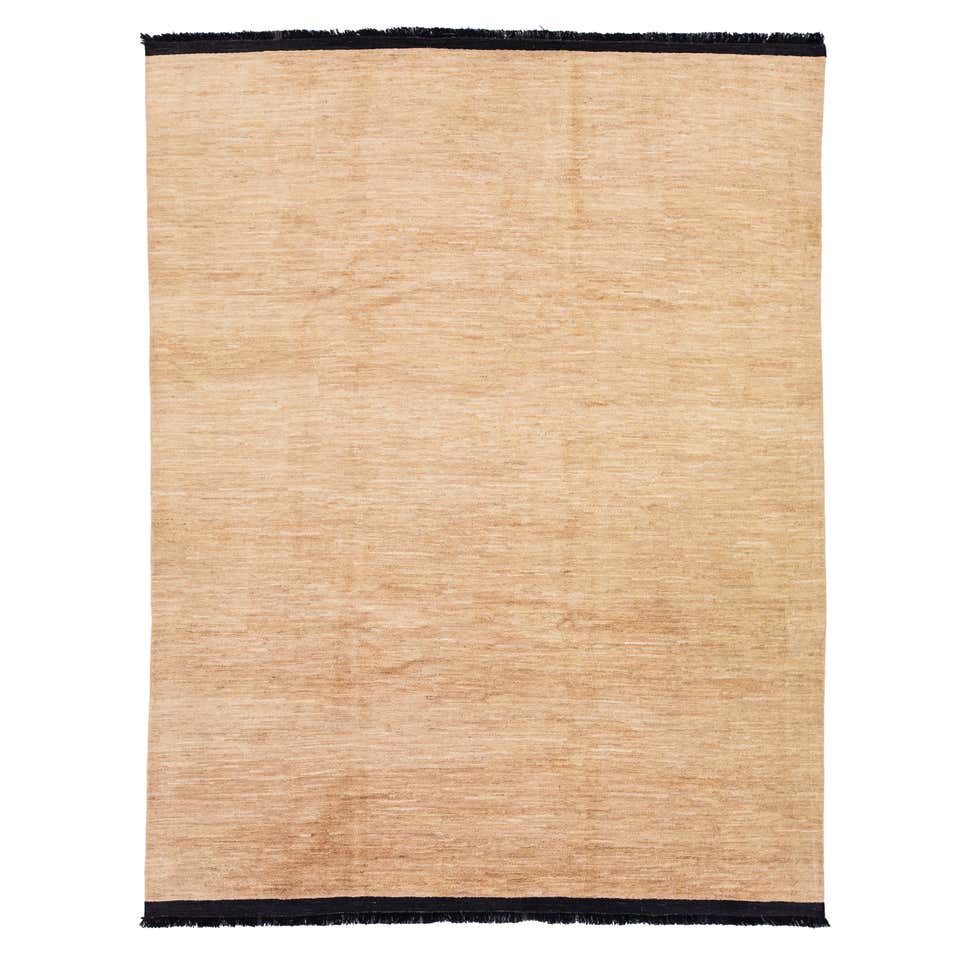 3x4 Ft Minimalist Mid-Century Handmade Tulu Rug, All Natural Beige and ...