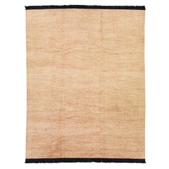 Tapis en laine beige, fait main, contemporain, solide, de style Gabbeh