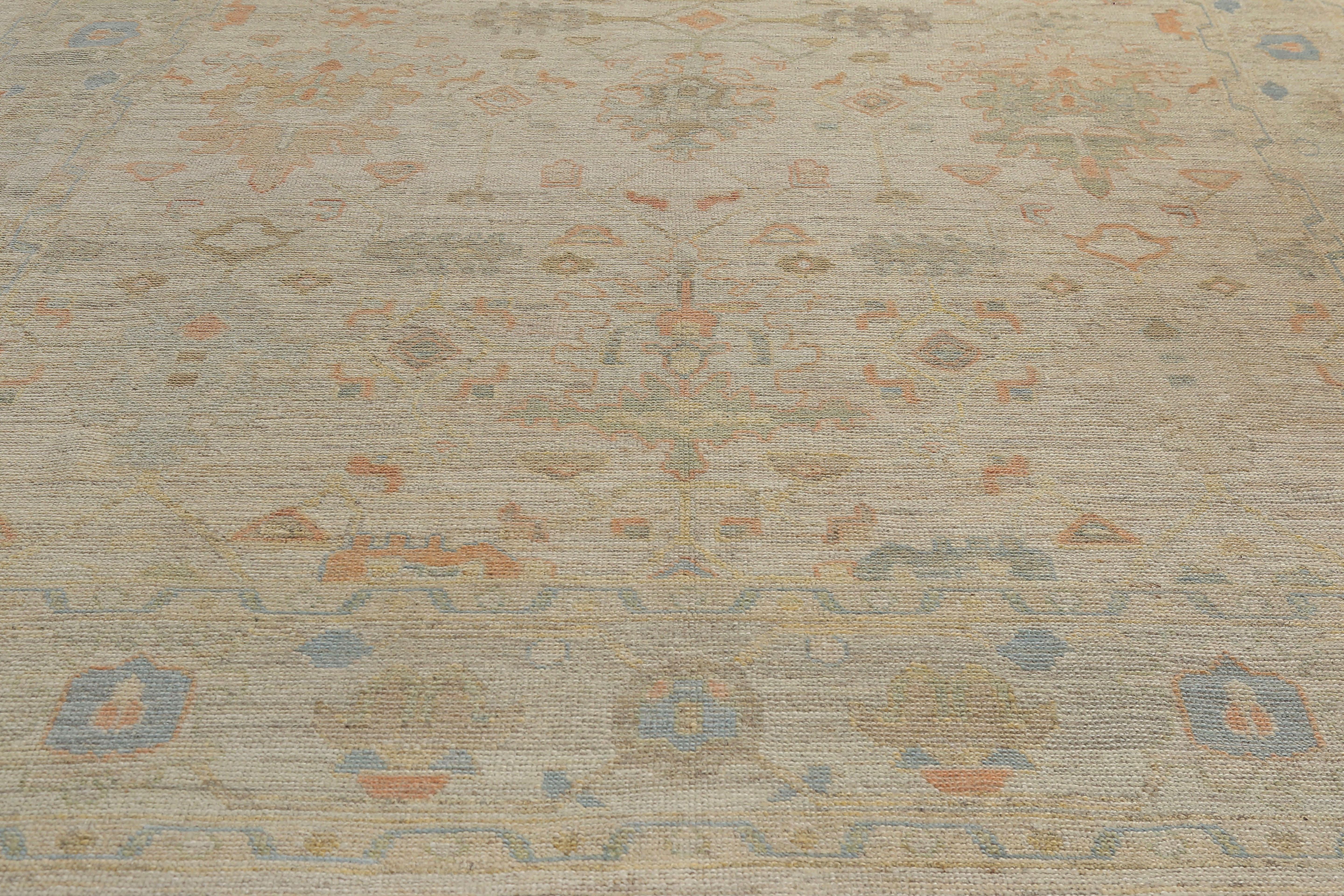 Lana Tappeto Oushak beige fatto a mano in vendita