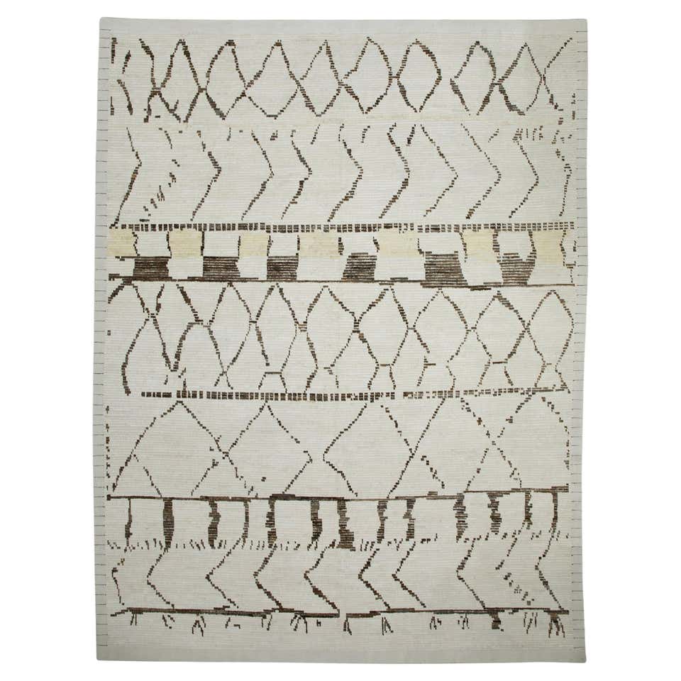 3x4 Ft Minimalist Mid-Century Handmade Tulu Rug, All Natural Beige and ...