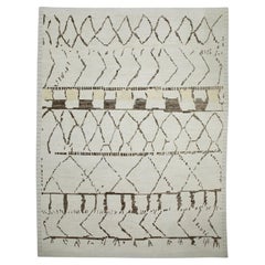Beige Handmade Wool Tulu Rug in Brown Geometric Design 8'4" x 10'4"