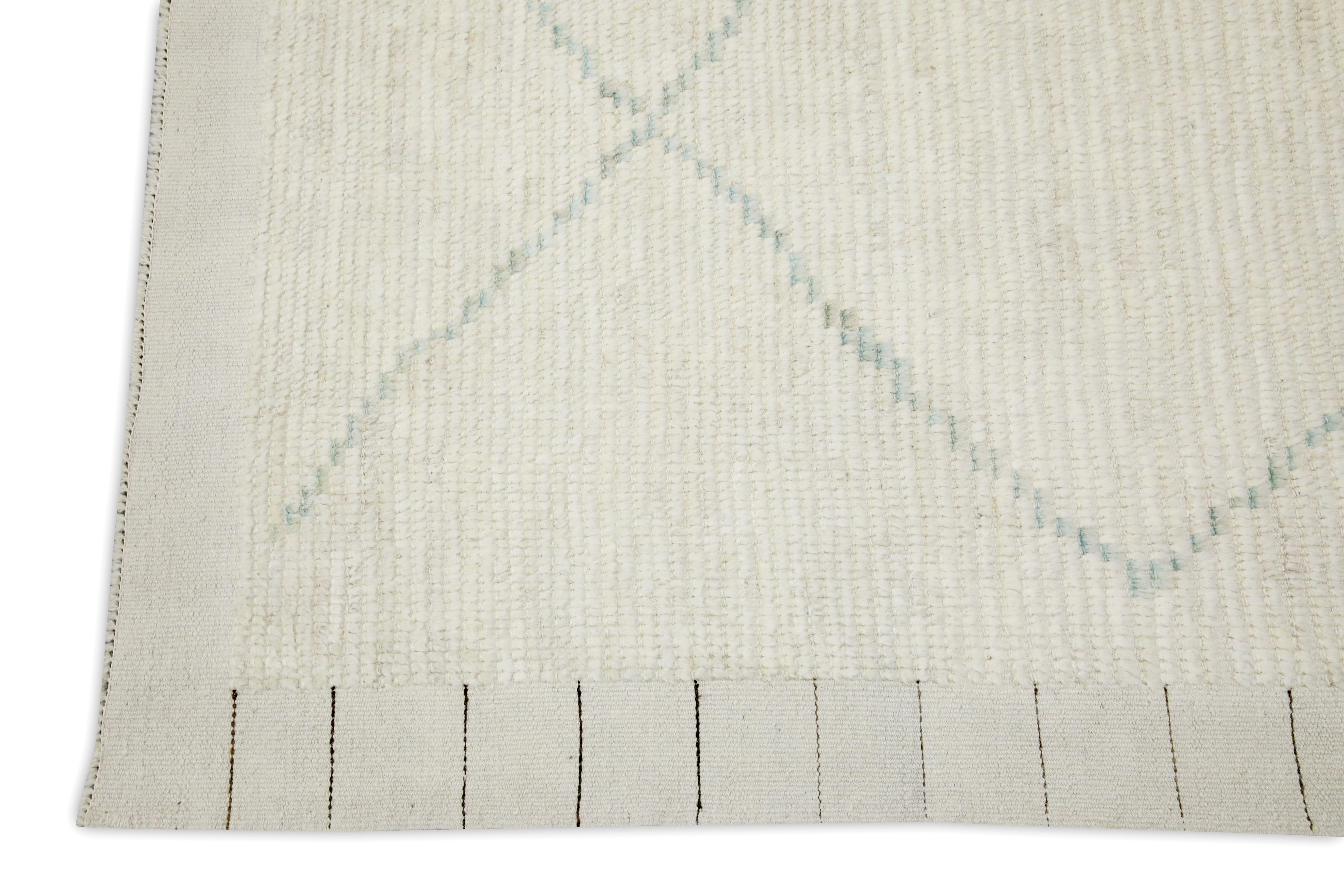 Moderno Tappeto Tulu in lana fatta a mano beige con design geometrico 8'2