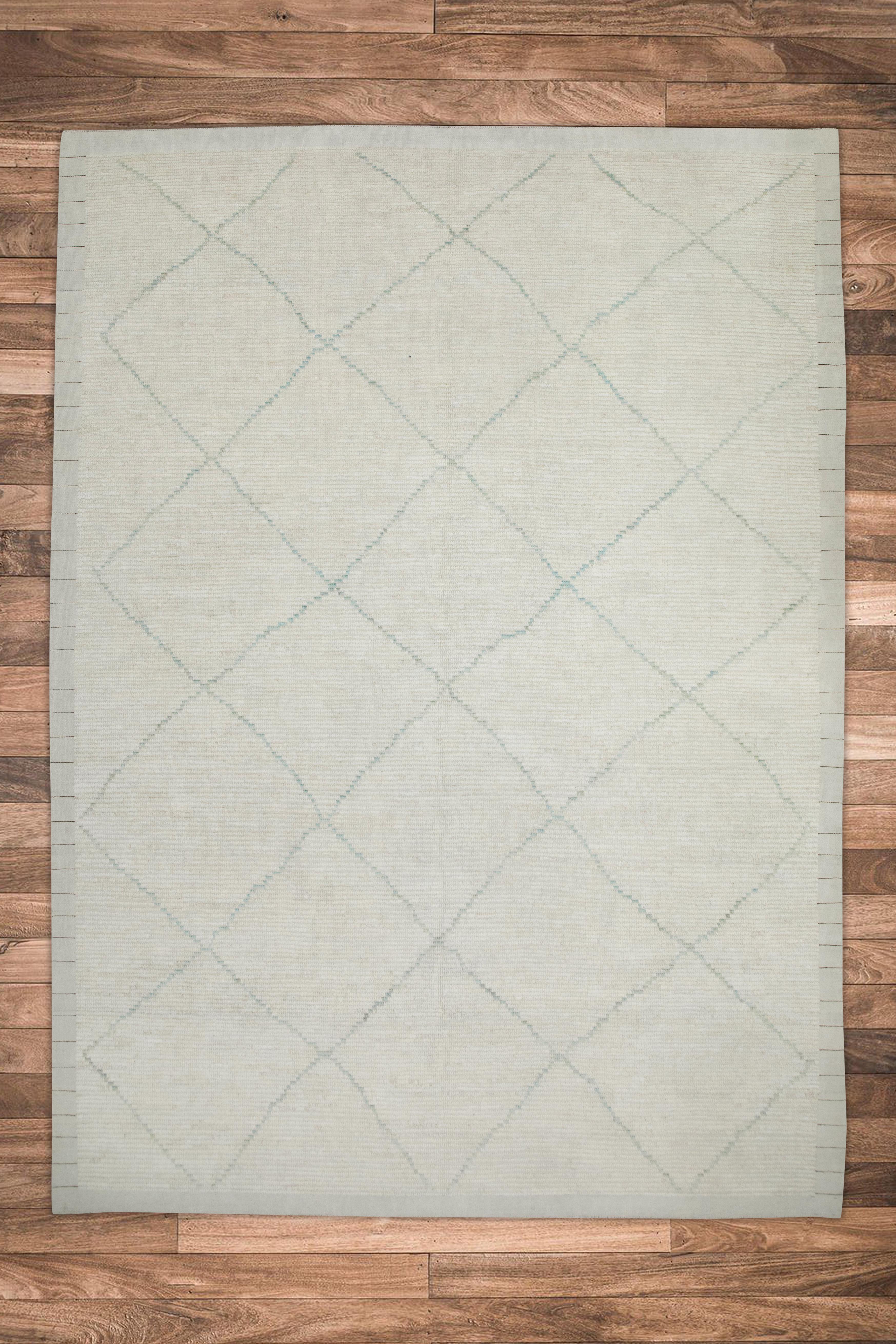 XXI secolo e contemporaneo Tappeto Tulu in lana fatta a mano beige con design geometrico 8'2