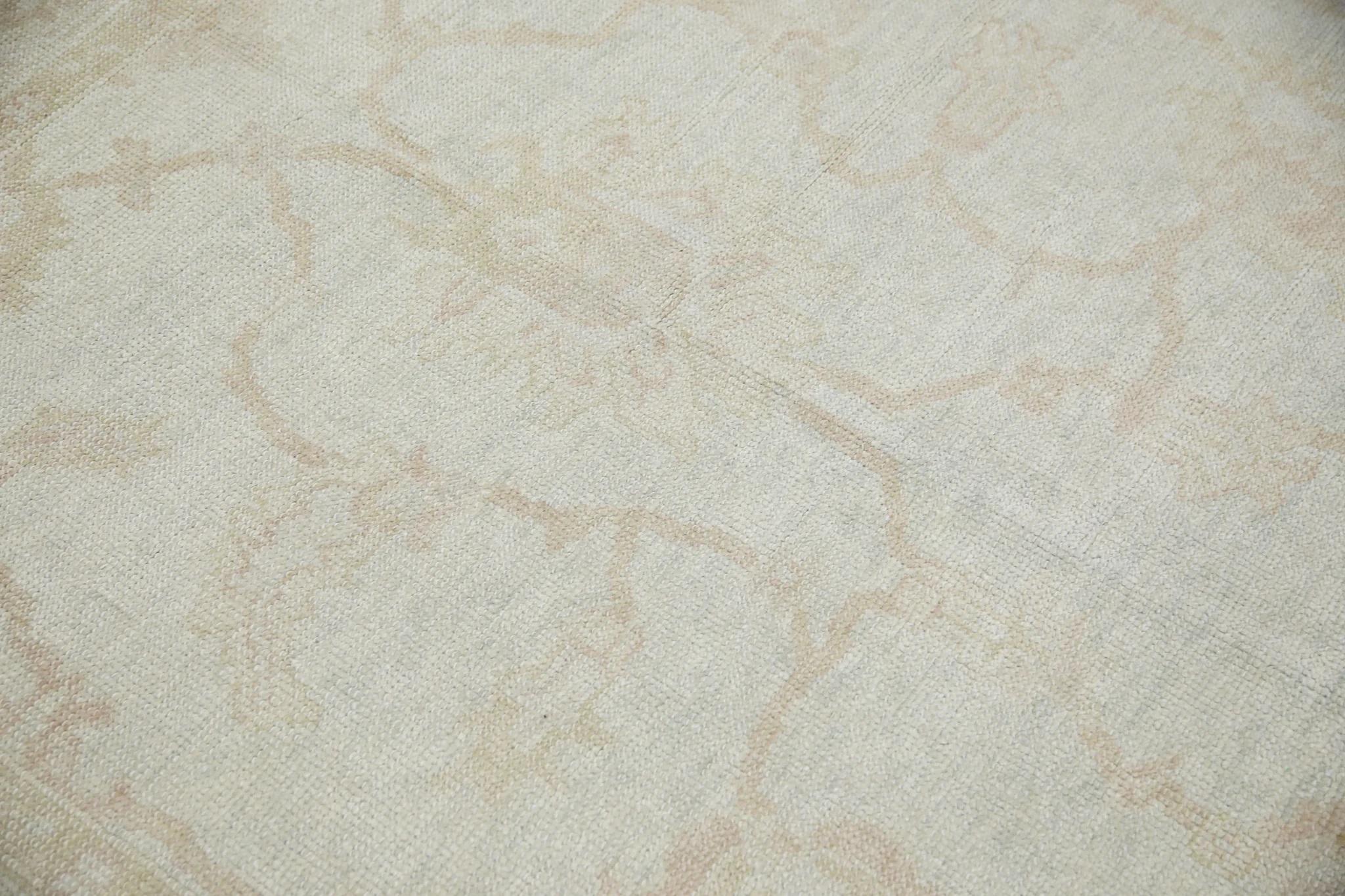 Alfombra Turca Oushak de Lana Tejida a Mano Beige 6'3