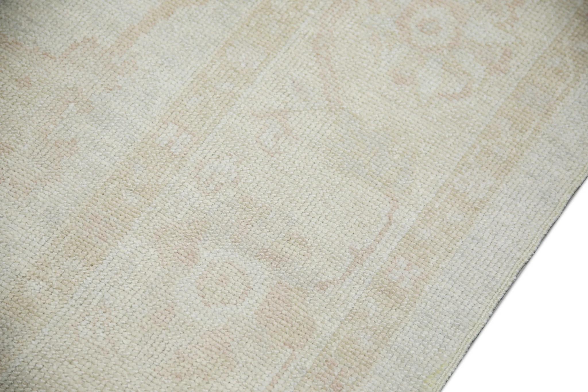 Alfombra Turca Oushak de Lana Tejida a Mano Beige 6'3