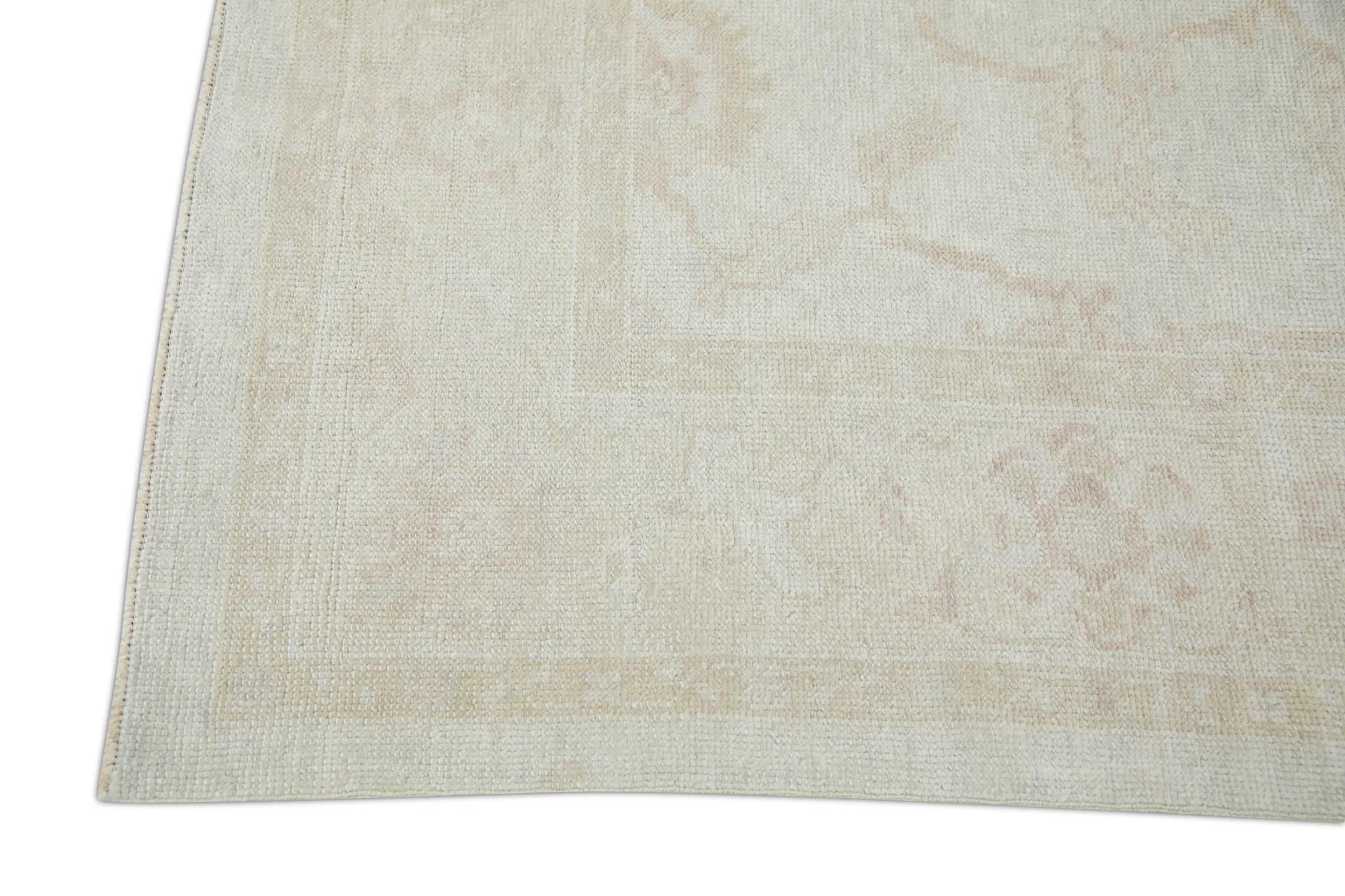 Alfombra Turca Oushak de Lana Tejida a Mano Beige 6'3