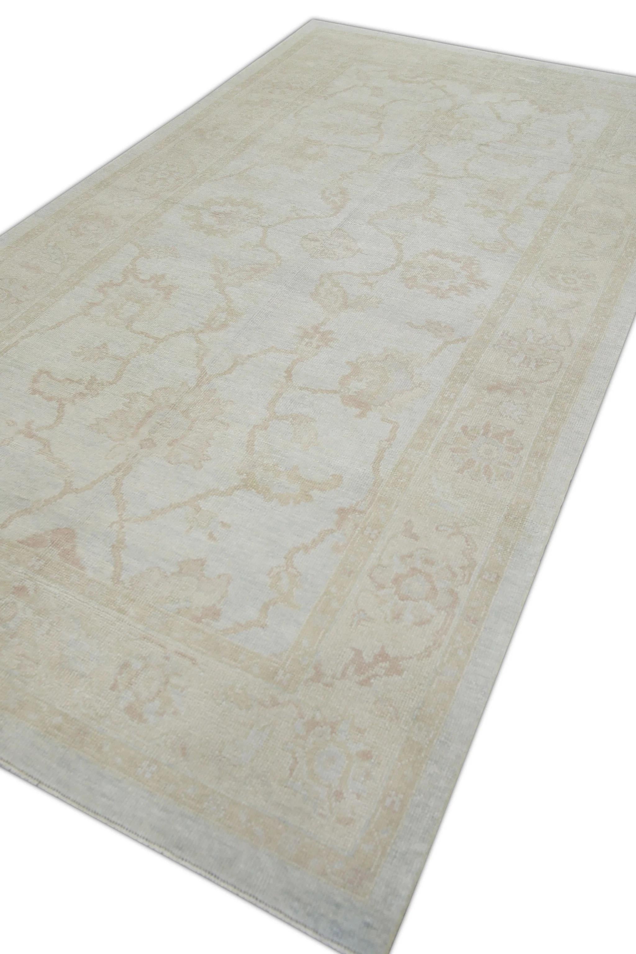 Alfombra Turca Oushak de Lana Tejida a Mano Beige 6'3