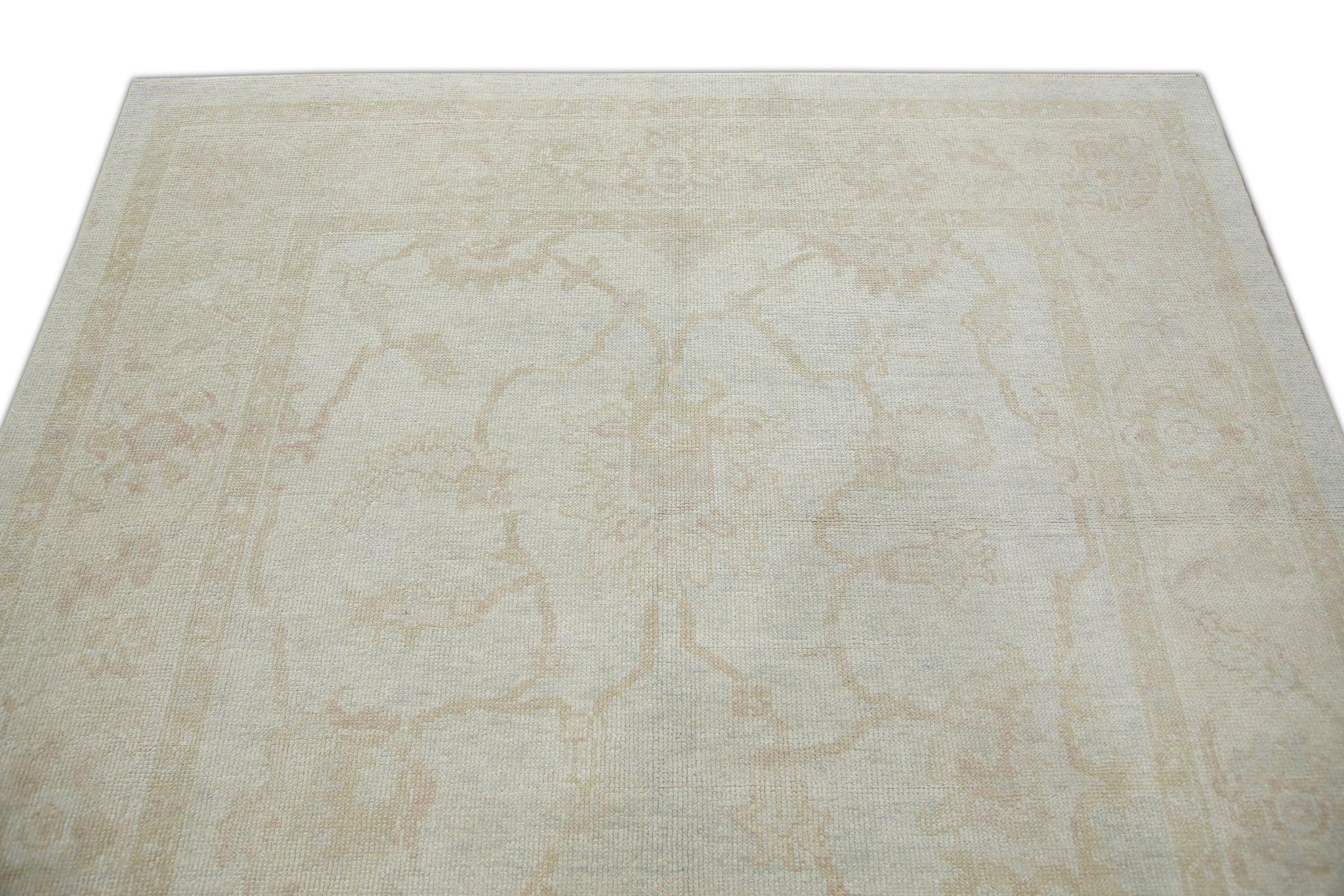 Alfombra Turca Oushak de Lana Tejida a Mano Beige 6'3
