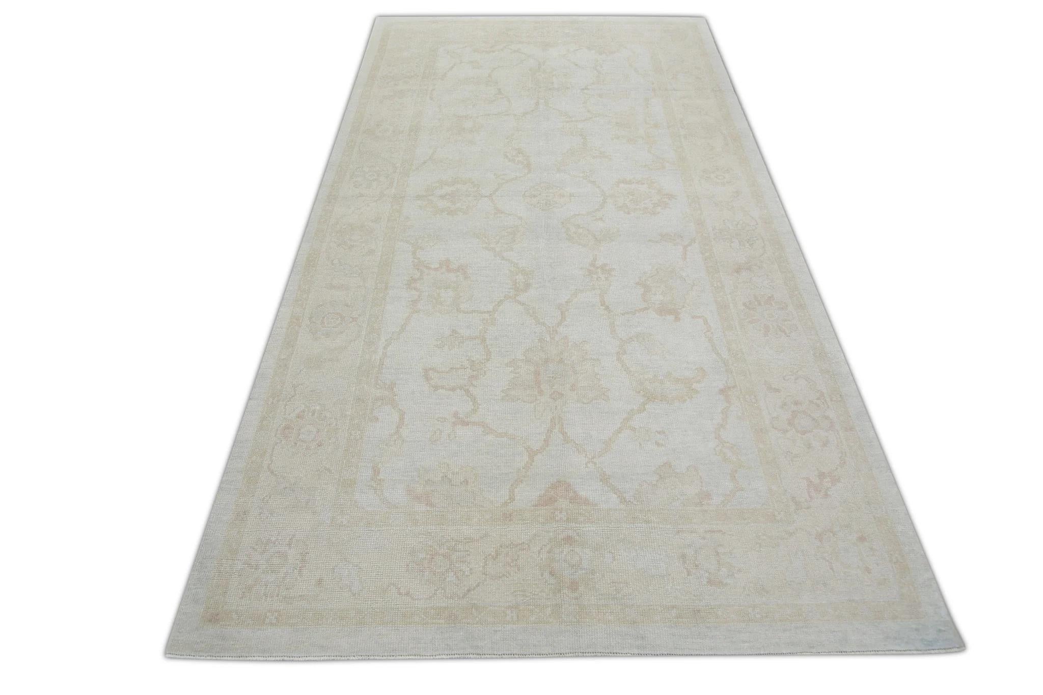 Alfombra Turca Oushak de Lana Tejida a Mano Beige 6'3