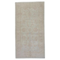 Tapis de couloir turc Oushak beige tissé à la main 6'3" x 11'11"