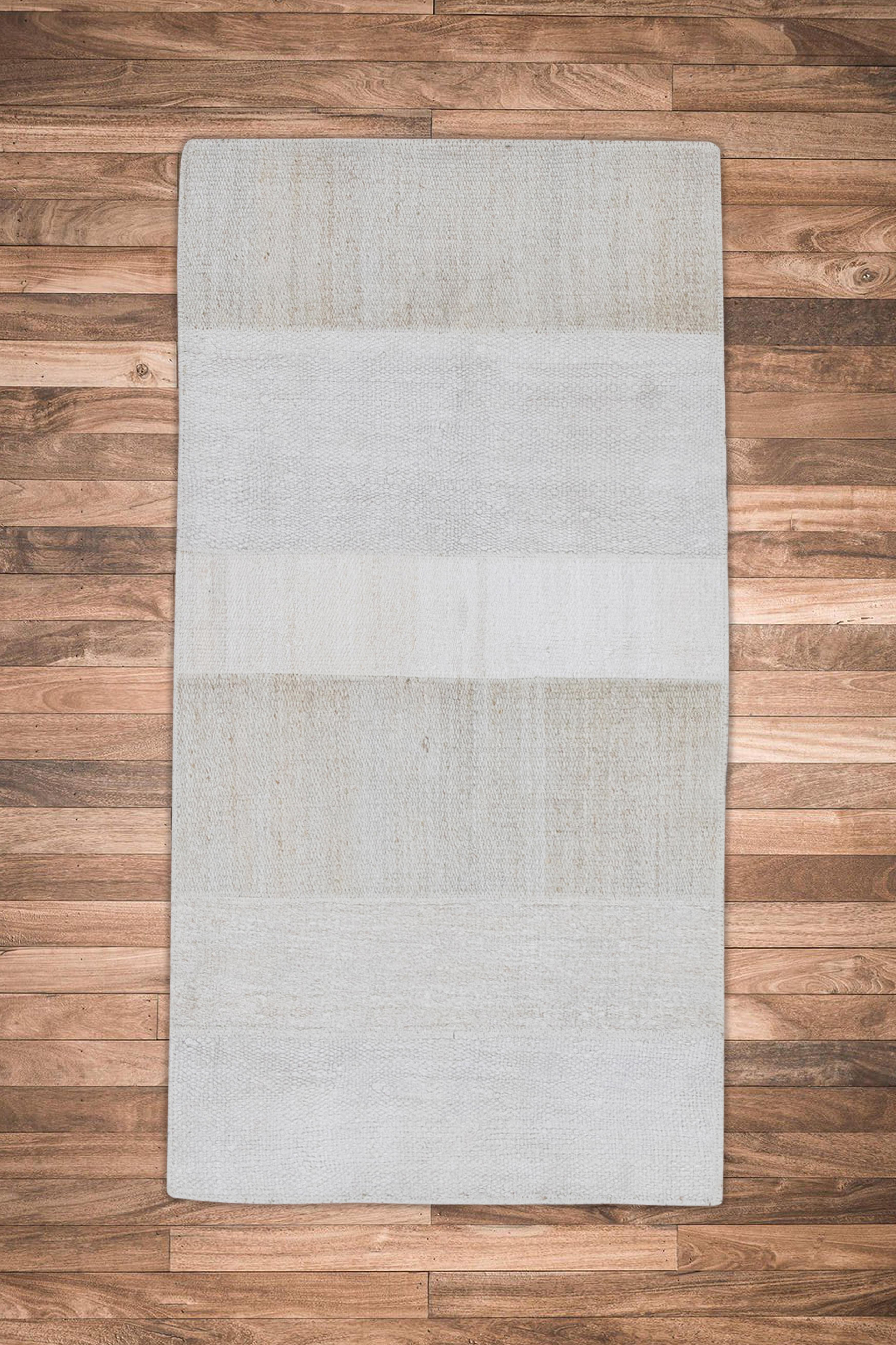 Vegetable Dyed Beige Hemp Handmade Floor Mat 2' X 3'11