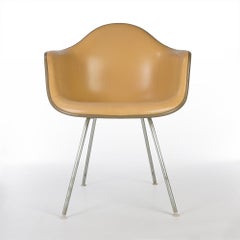 Beige Herman Miller Eames Upholstered DAX Arm Shell Chair