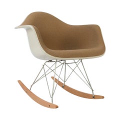 Beige Herman Miller Eames Upholstered RAR Rocking Arm Shell Chair