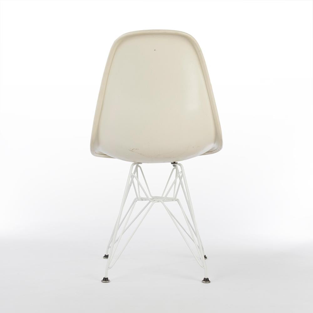 American Beige Hopsack Herman Miller Eames Upholstered Fiberglass DSR Dining Side Chair