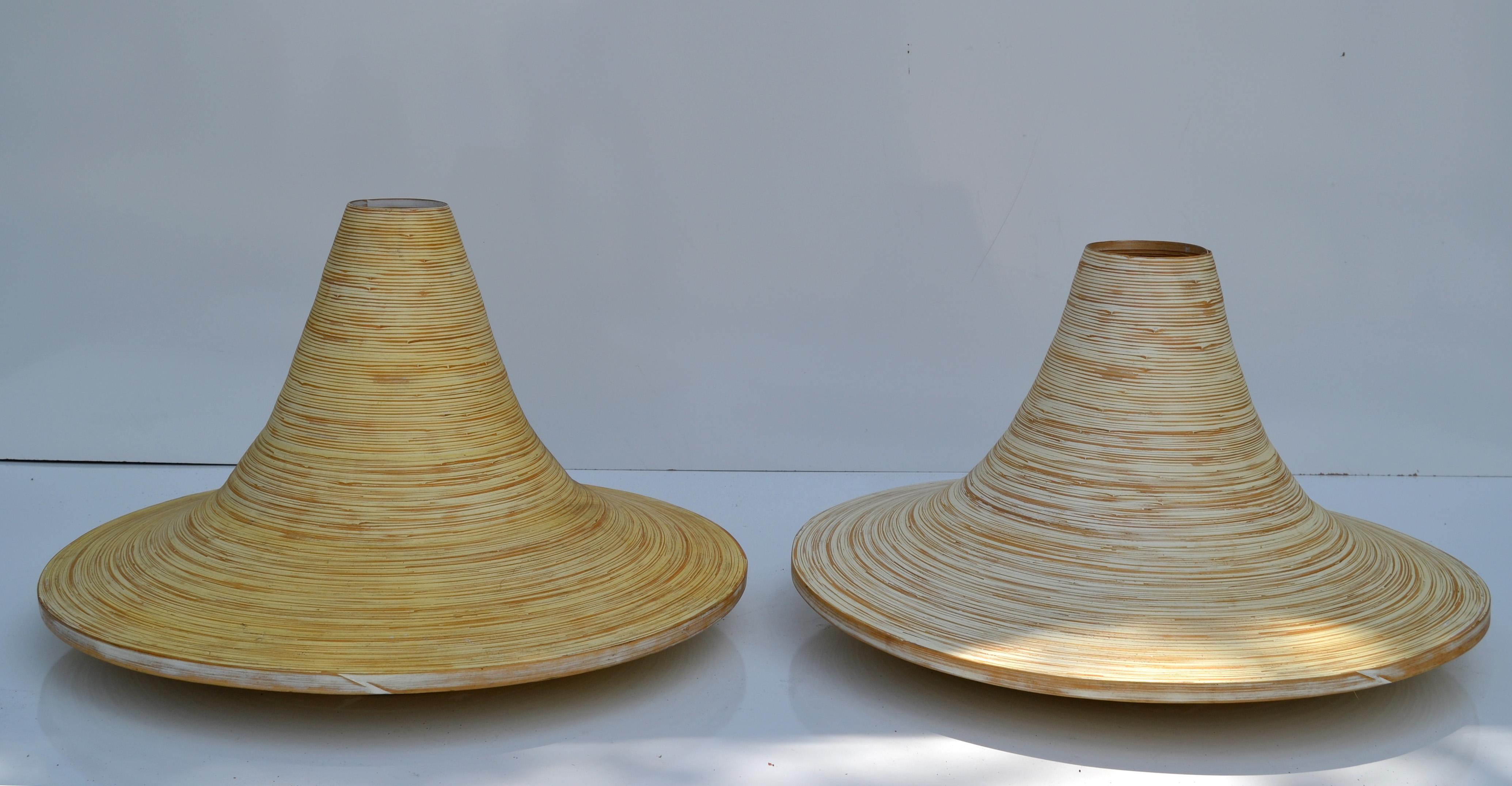 Hand-Crafted Beige Indoor Decorative Planter Swirled Cane Vase, a Pair For Sale