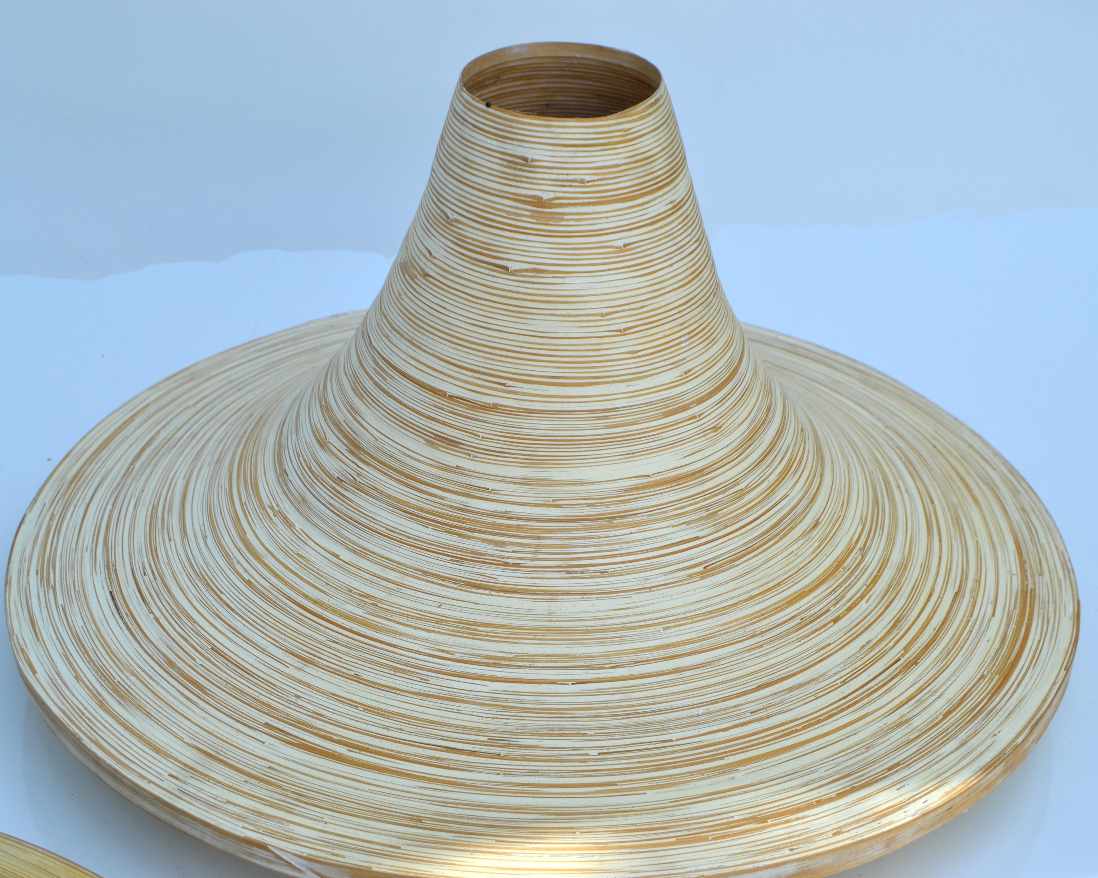 Beige Indoor Decorative Planter Swirled Cane Vase, a Pair In Good Condition For Sale In Miami, FL