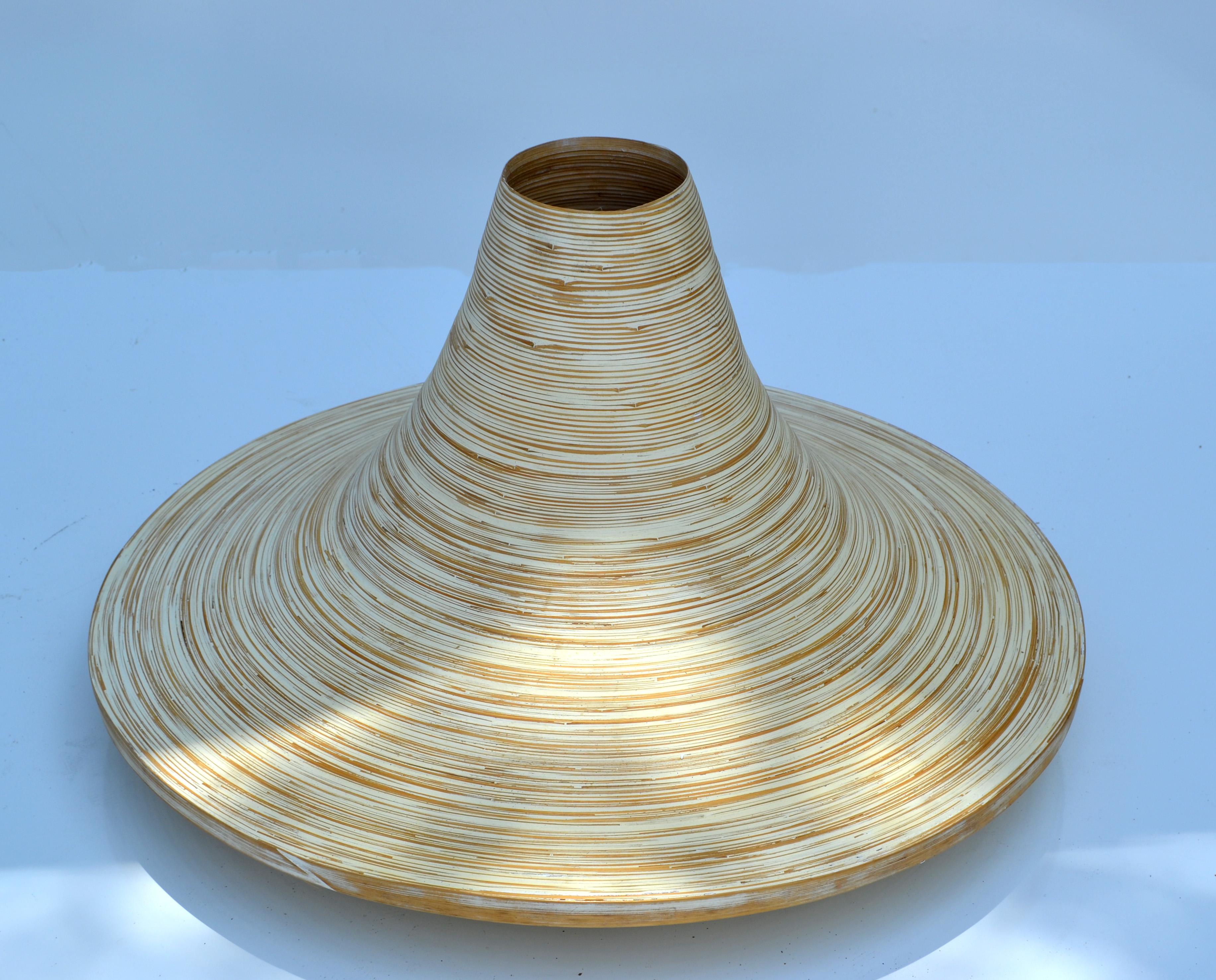 20th Century Beige Indoor Decorative Planter Swirled Cane Vase, a Pair For Sale