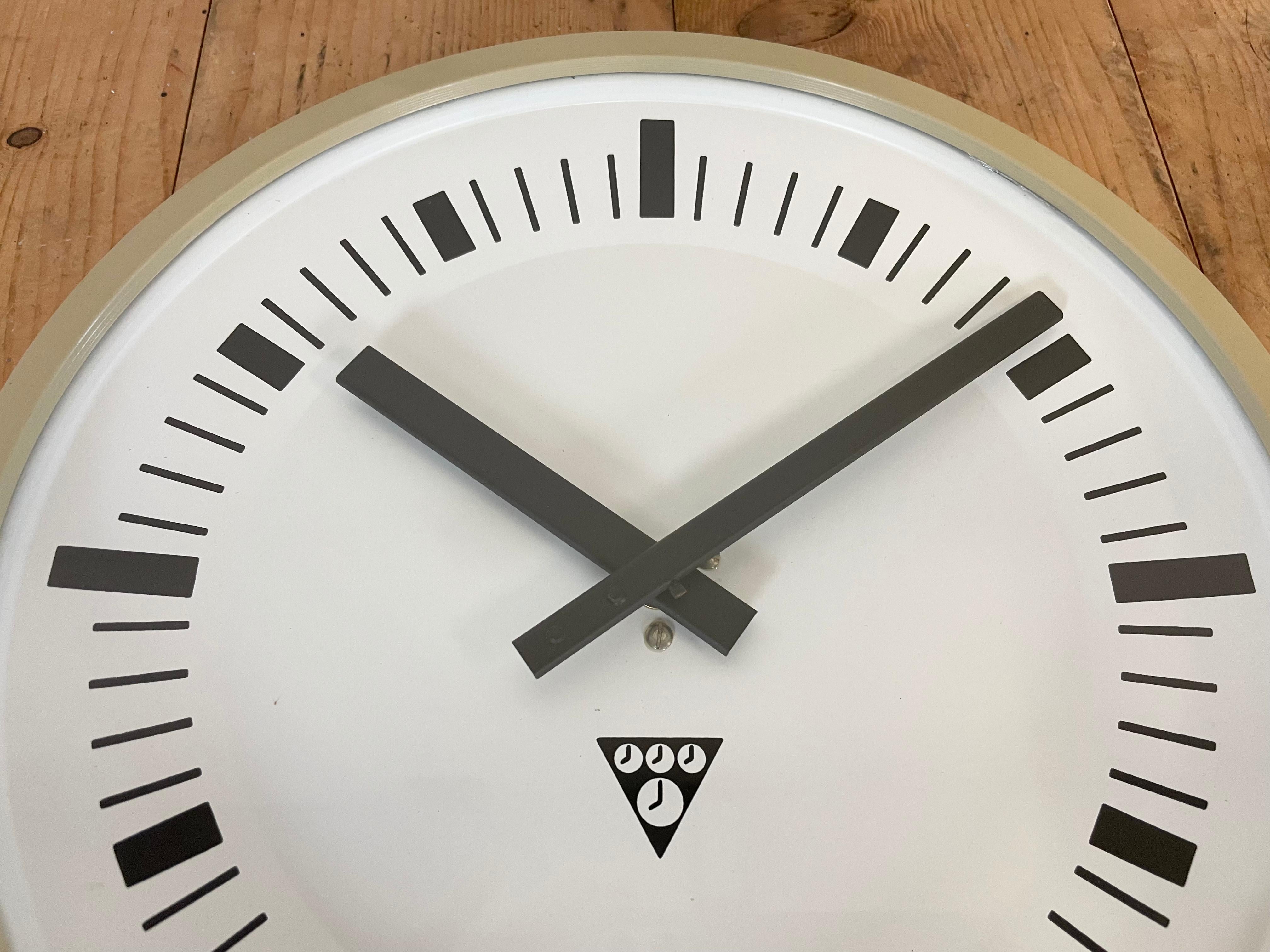 20th Century Beige Industrial Bakelite Wall Clock From Pragotron, 1970s
