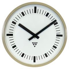 Used Beige Industrial Bakelite Wall Clock From Pragotron, 1970s