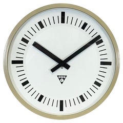 Beige Industrial Bakelite Wall Clock From Pragotron, 1970s