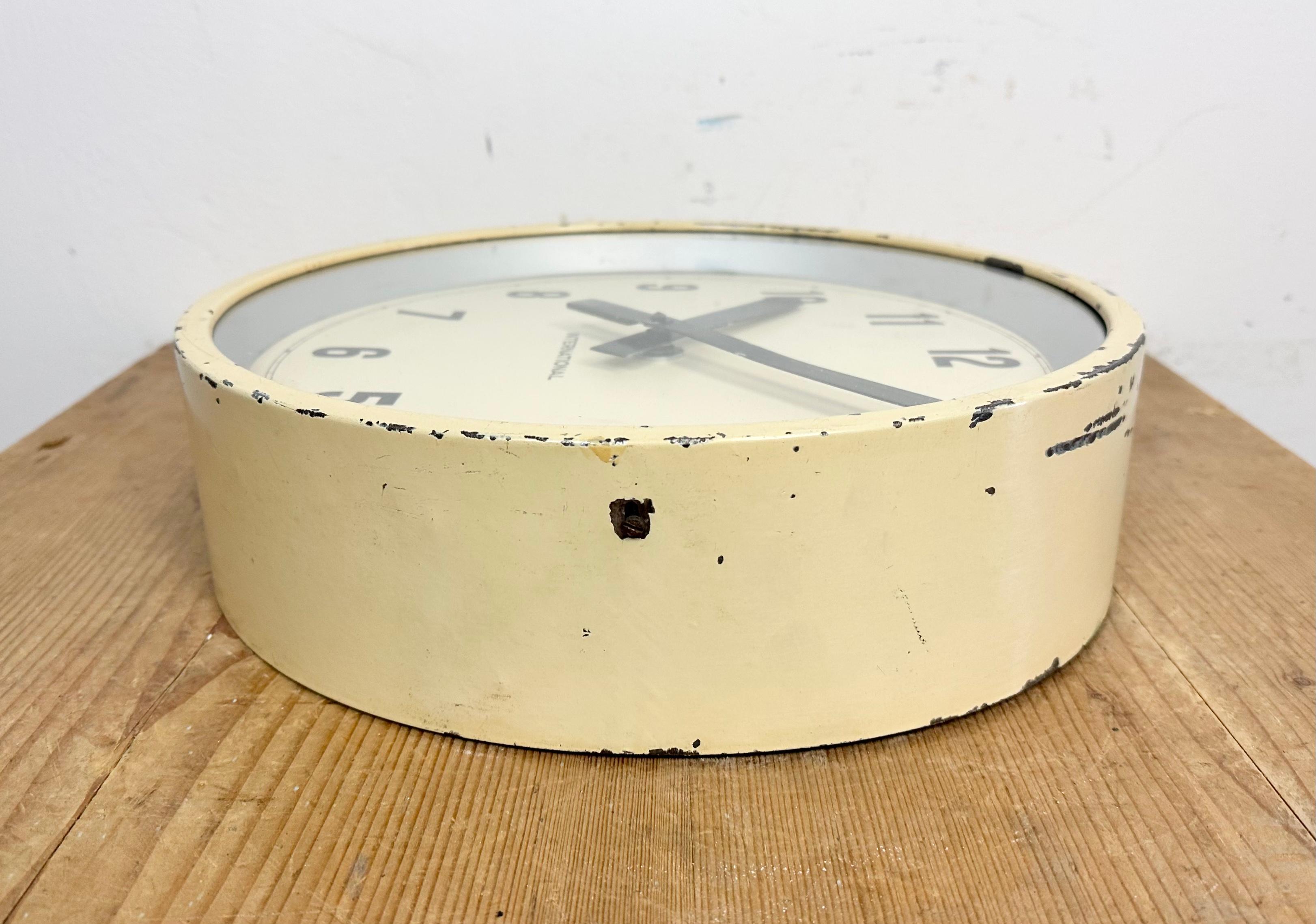 Beige Industrial Factory Wall Clock from International, 1950s For Sale 5