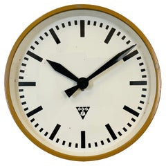 Beige Industrial Factory Wall Clock from Pragotron, 1960s