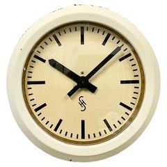 Beige Industrial Factory Wall Clock from Siemens, 1950s