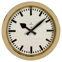 Beige Industrial Factory Wall Clock from Siemens, 1950s