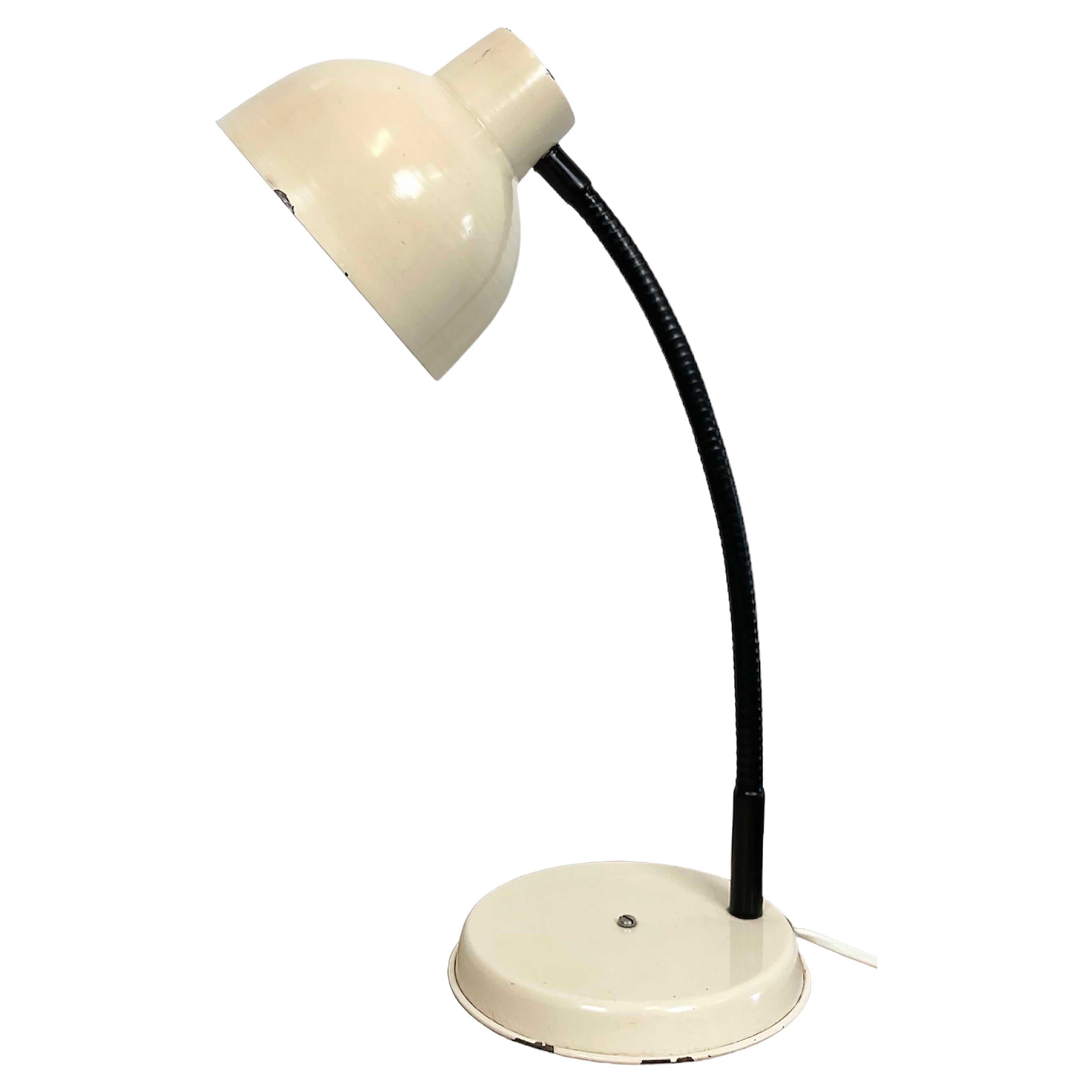 Lampada da tavolo a collo d'oca industriale beige, anni '60