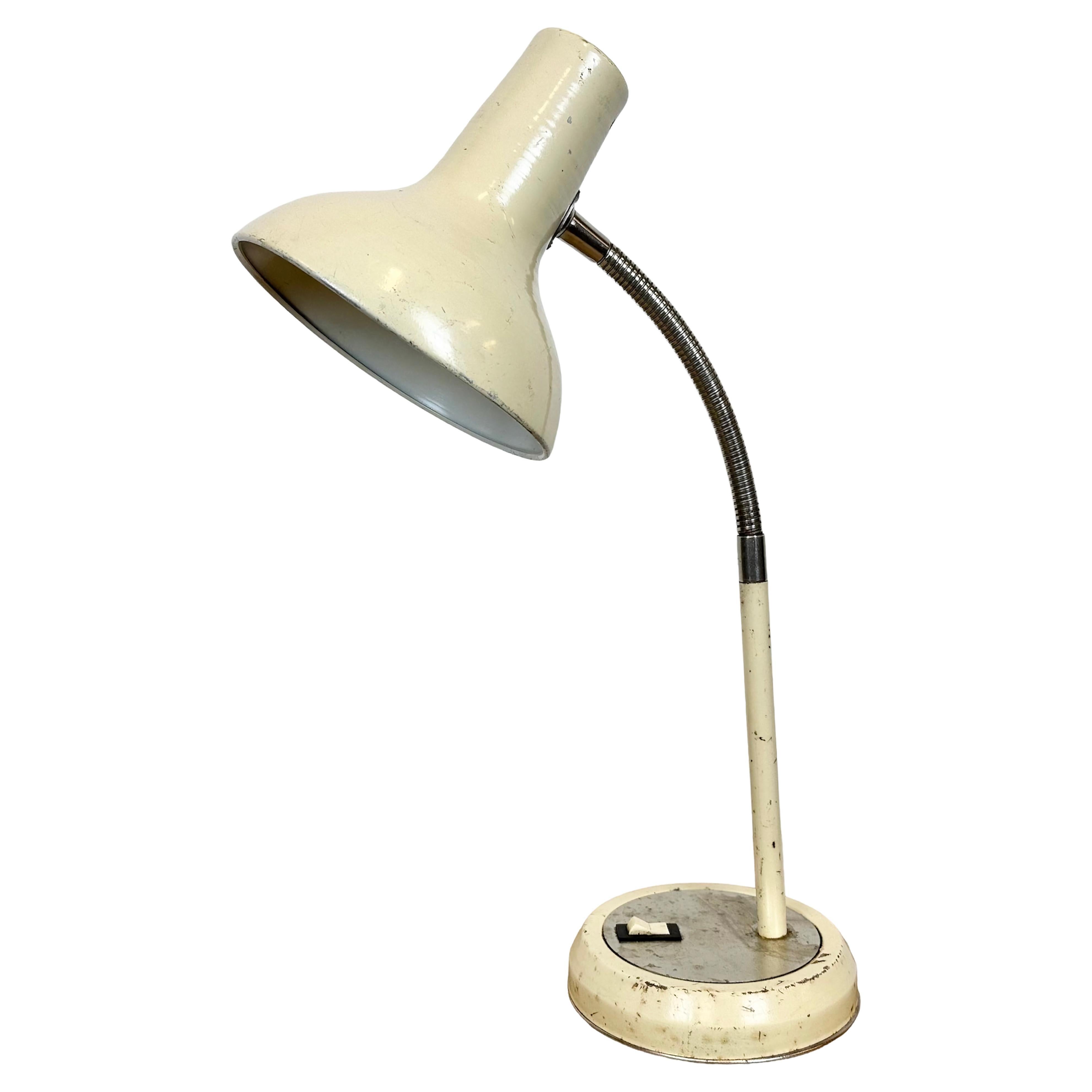 Beige Industrial Gooseneck Table Lamp, 1960s For Sale