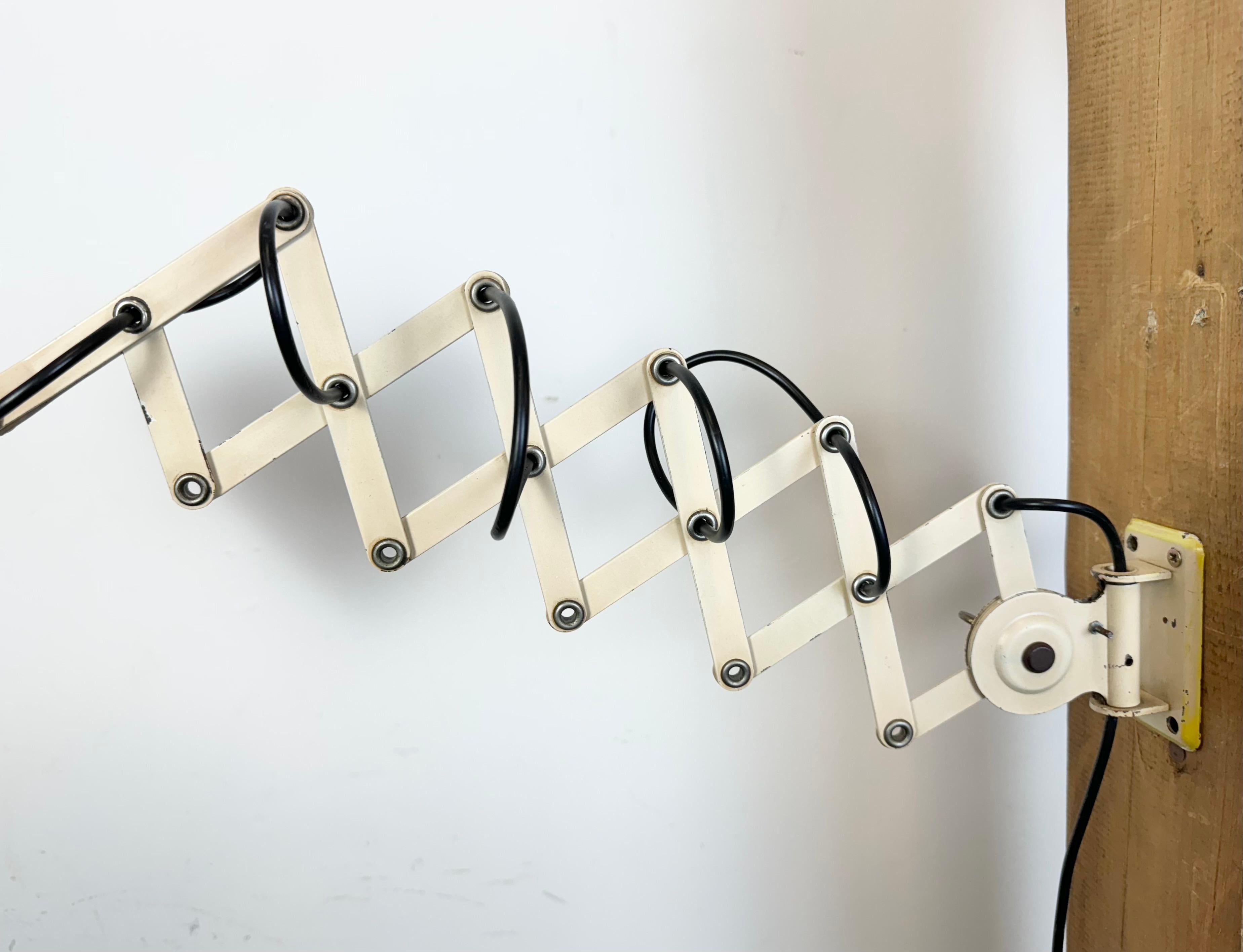 German Beige Industrial Midcentury Scissor Wall Lamp from Wila Leuchten, 1960s For Sale