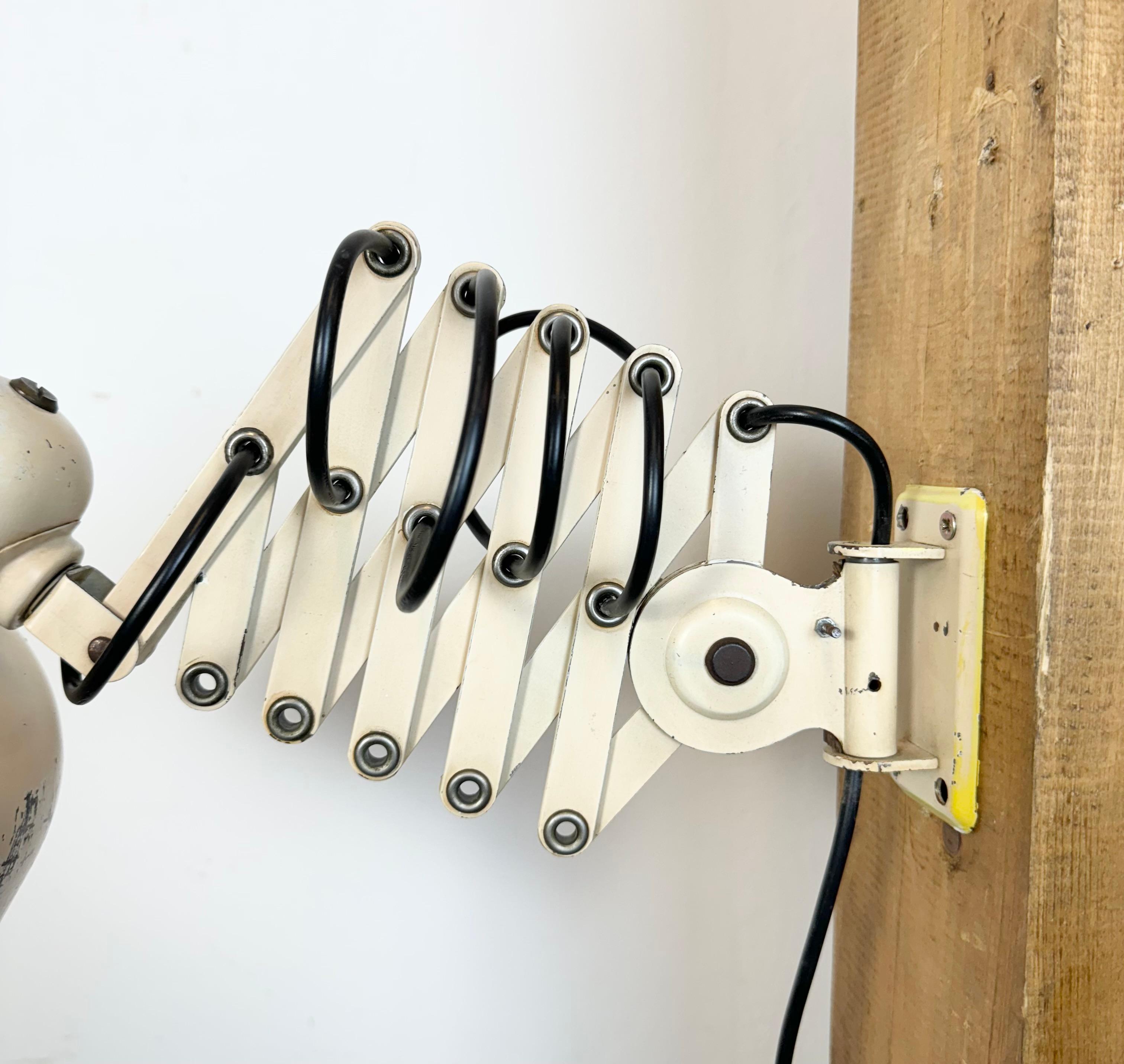 Iron Beige Industrial Midcentury Scissor Wall Lamp from Wila Leuchten, 1960s For Sale