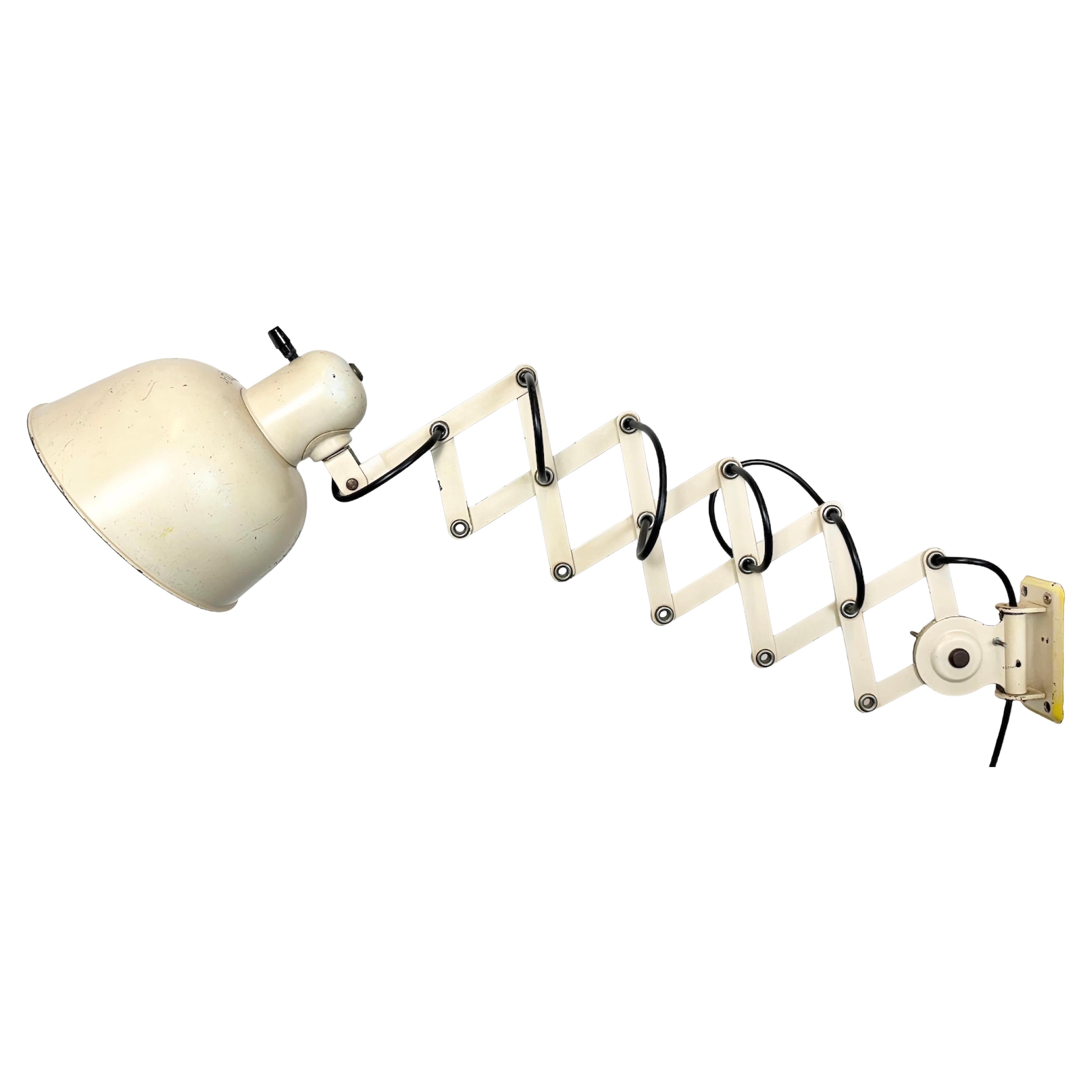 Beige Industrial Midcentury Scissor Wall Lamp from Wila Leuchten, 1960s For Sale