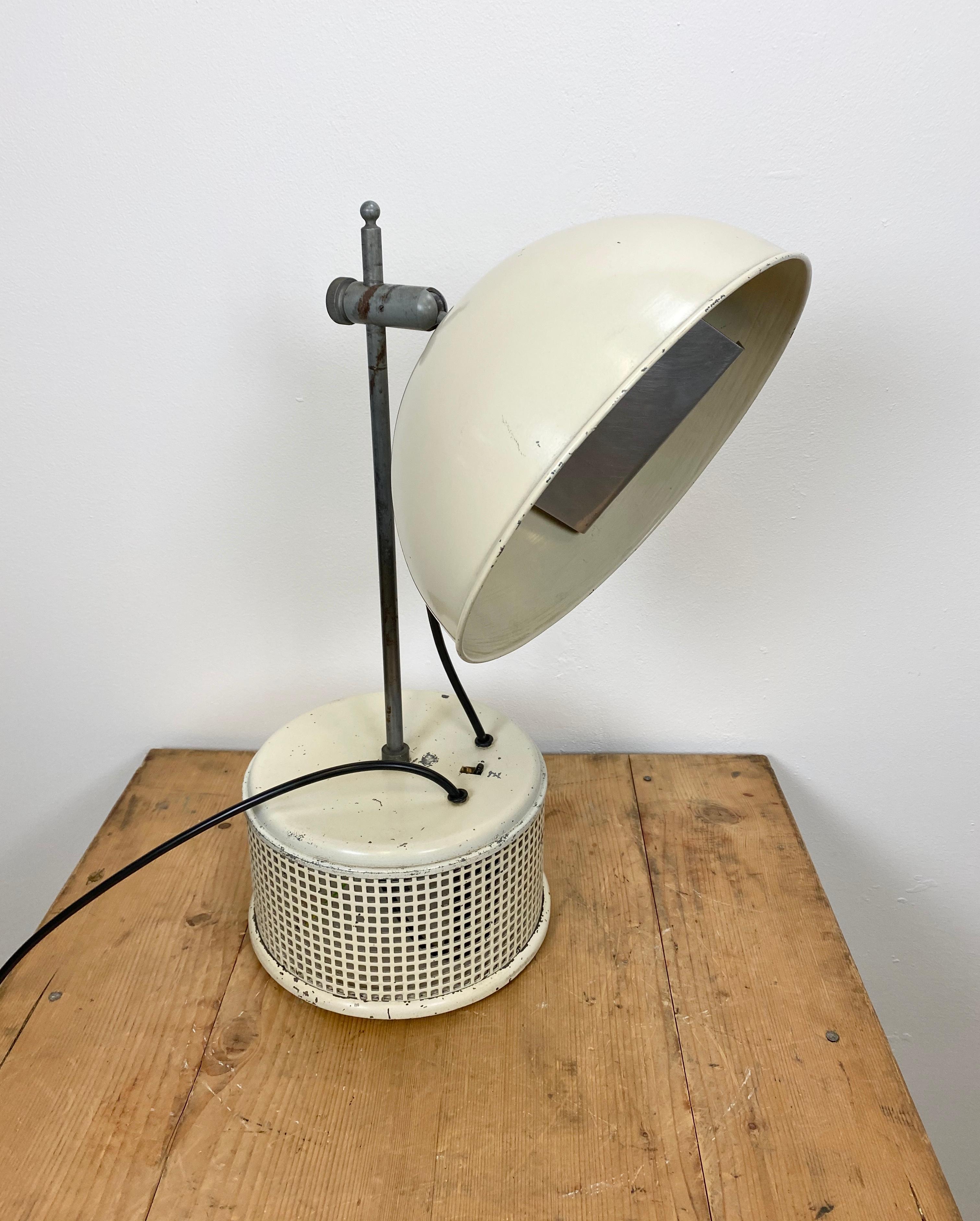 Czech Beige Industrial Table Lamp, 1950s