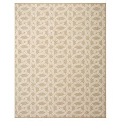 Beige Interlocking Circle Contemporary American Hooked Rug 10
x14
 Wool Carpet