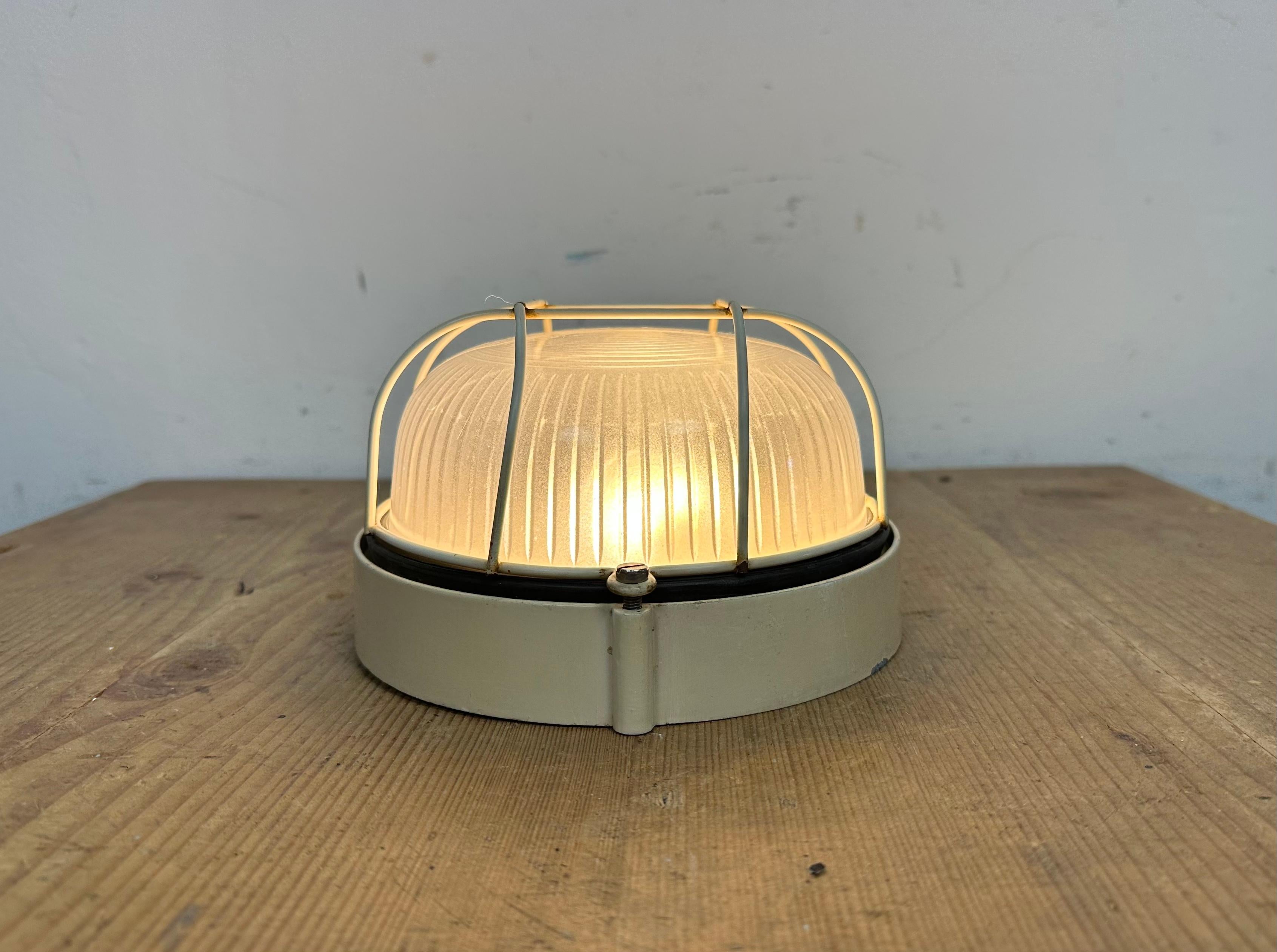 Beige Italian Industrial Iron Wall or Ceiling Light, 1970s For Sale 7