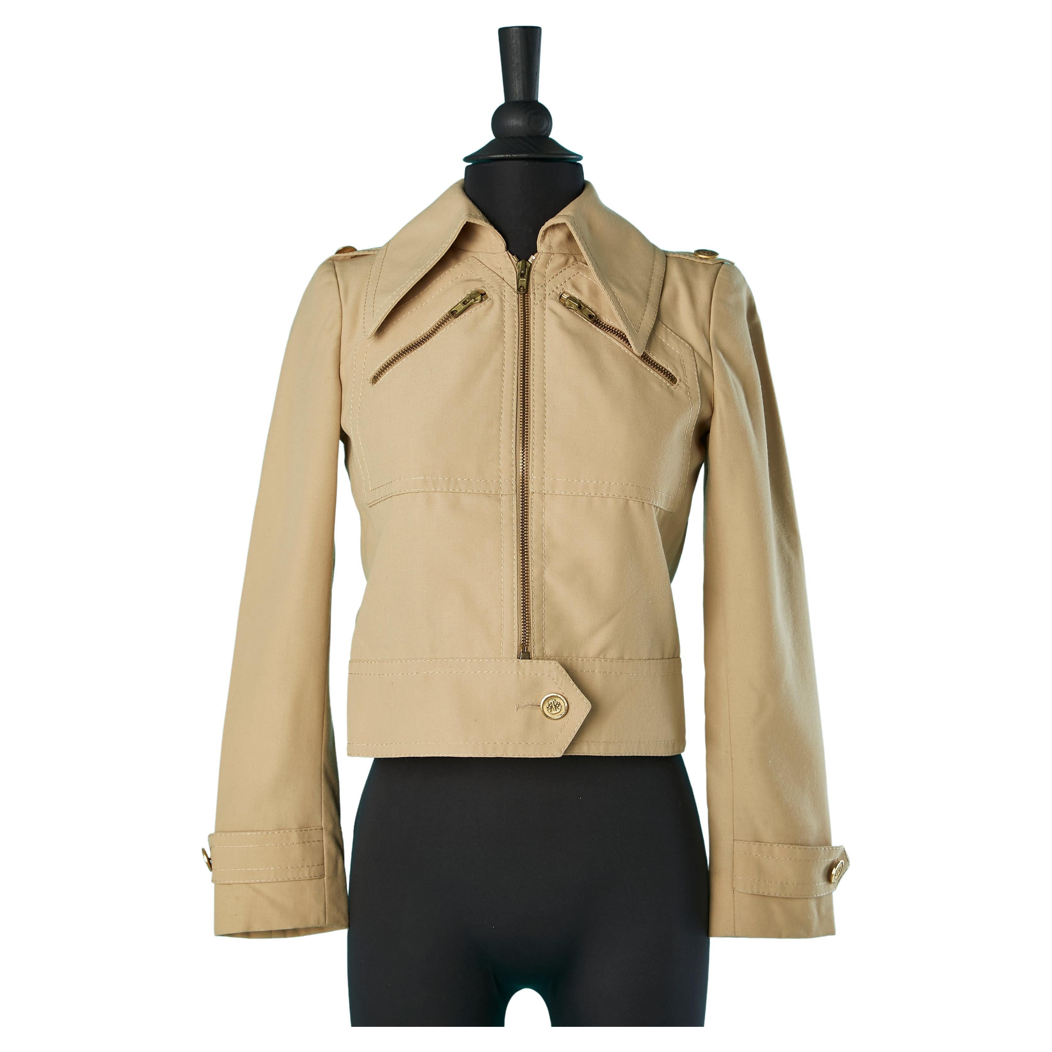 Beige jacket with zip in the middle front Ted Lapidus  For Sale