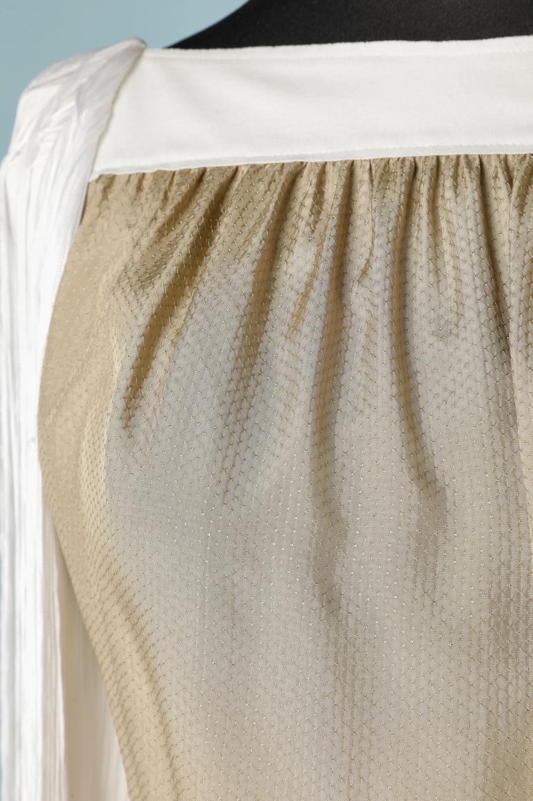 Beige jacquard cocktail dress with white fringes Mauro Gasperi New with tag  For Sale 1