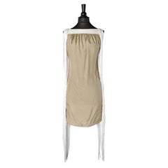 Robe de cocktail Mauro Gasperi beige à franges blanches, neuve avec étiquette 