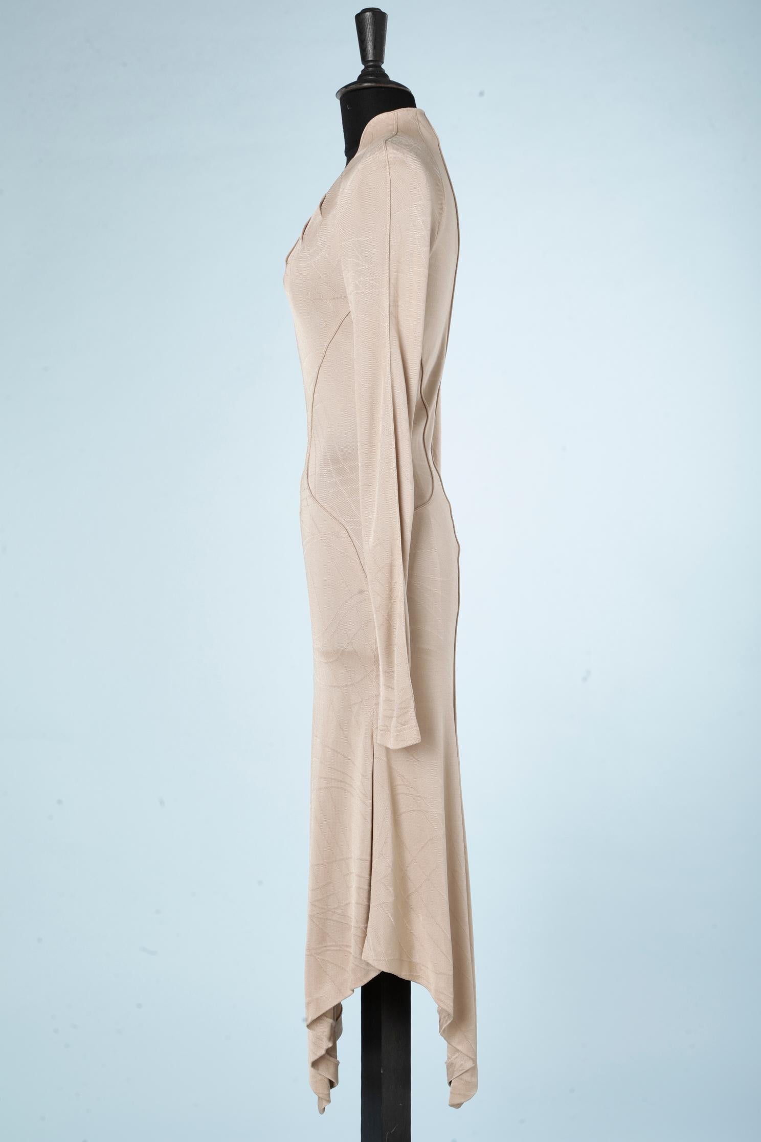 Beige jersey asymmetrical dress Thierry Mugler Couture  1